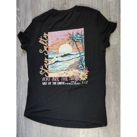 Stay‎ Salty You Are The Salt Of The Earth Matthew 5:13 Black Shirt Small 4 Shein - Picture 2 of 9